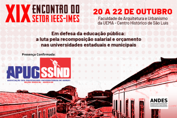 Apug Ssind participará do XIX Encontro das Iees/Imes de 20 a 22 de outubro no Maranhão