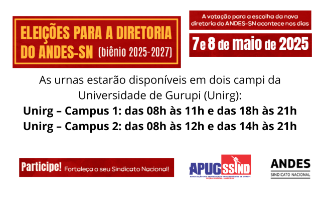 APUG Divulga Locais e Horários de Votação para Eleições do ANDES