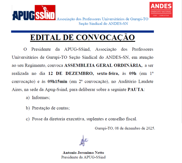 ASSEMBLEIA GERAL ORDINÁRIA DE POSSE